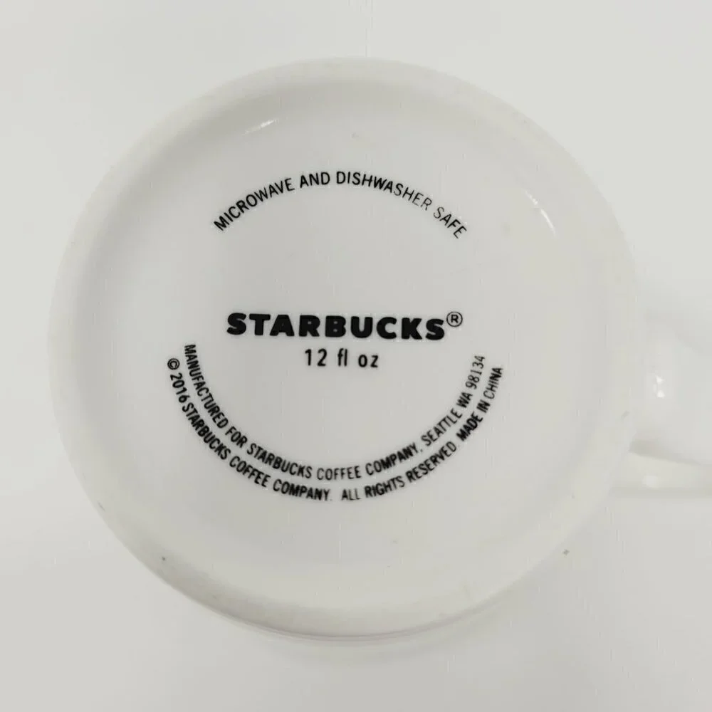 Starbucks 2016 White Coffee Mug with Iconic Green Mermaid Siren Logo